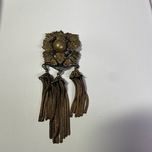 Brass Victorian Tassel Brooch with Intricate Design